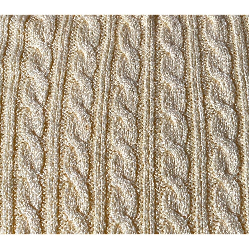 Karen Scott Cable Knit Sweater Women Size M Yellow Heavy Knit Collared NWOT Read - Picture 6 of 11